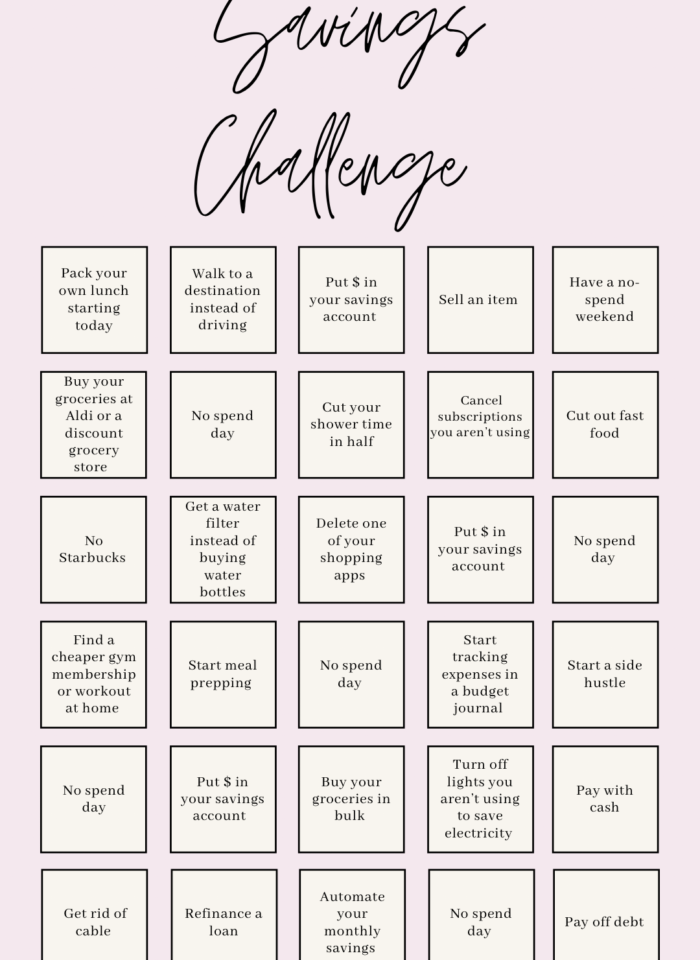 30 Day Savings Challenge To Save A Ton of Money